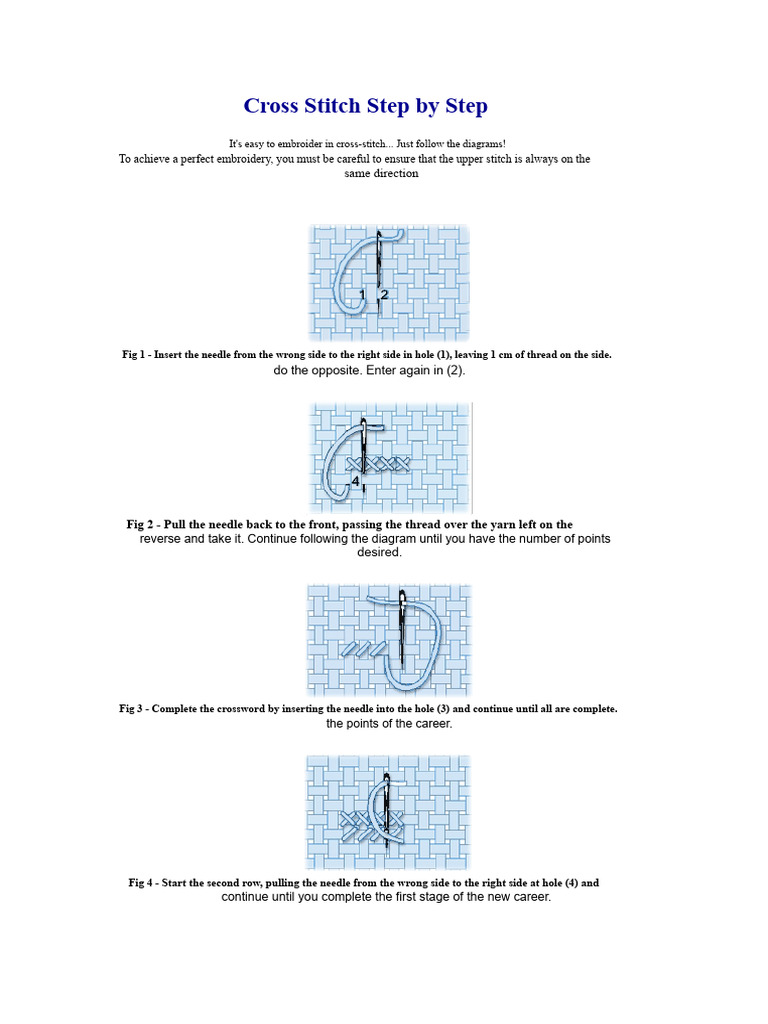 Step-by-Step Cross Stitch Guide | PDF | Embroidery | Needlework