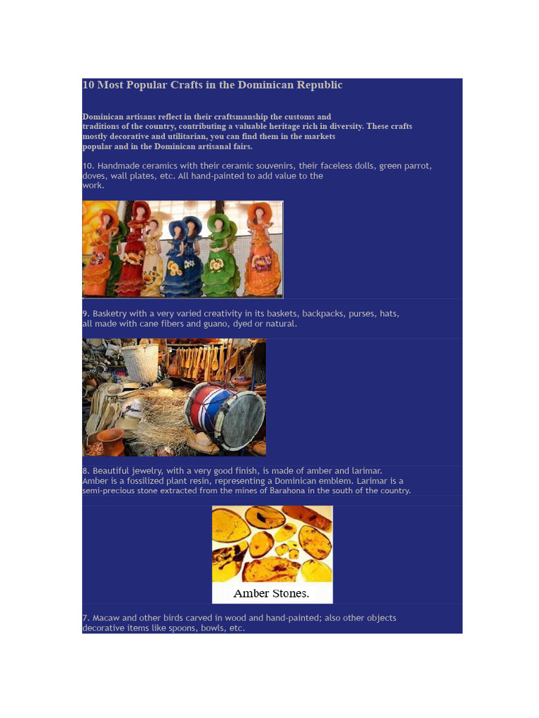 10 Most Popular Crafts in The Dominican Republic | PDF