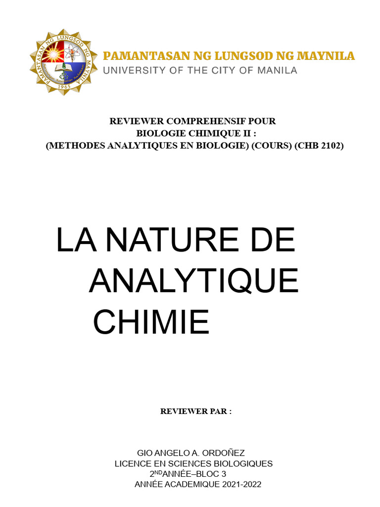 Introduction à la chimie analytique | PDF | Chimie analytique | Chimie