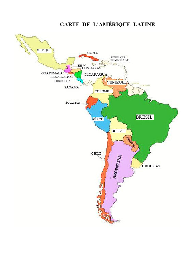 Carte De L Am rique Latine En Espagnol PDF