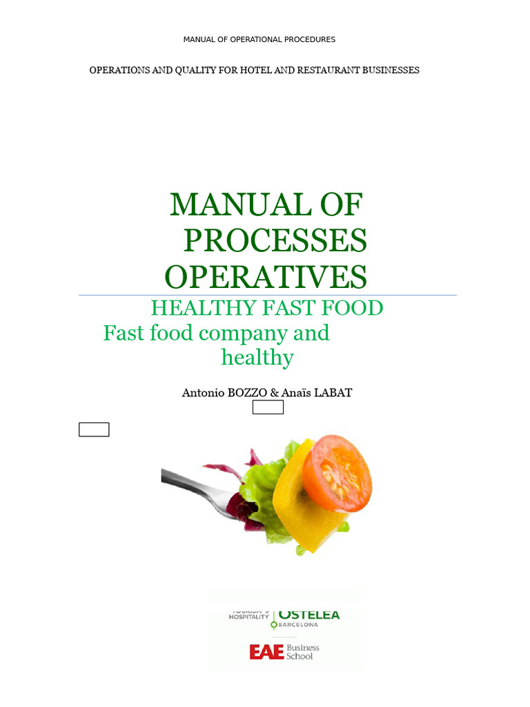 Healthy Fast Food Operational Manual | PDF | Hygiene | Foodborne Illness