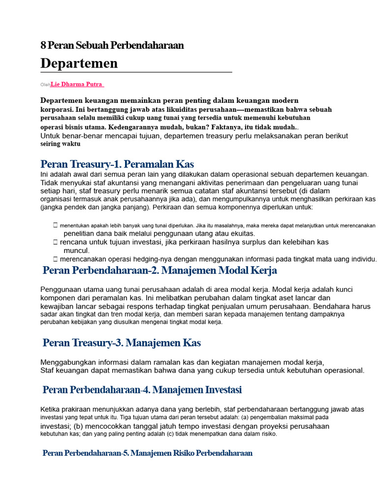 8 Peran Utama Departemen Treasury | PDF
