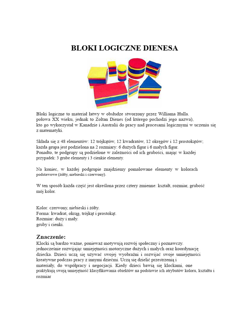 Bloki Logiczne Dienes'a | PDF