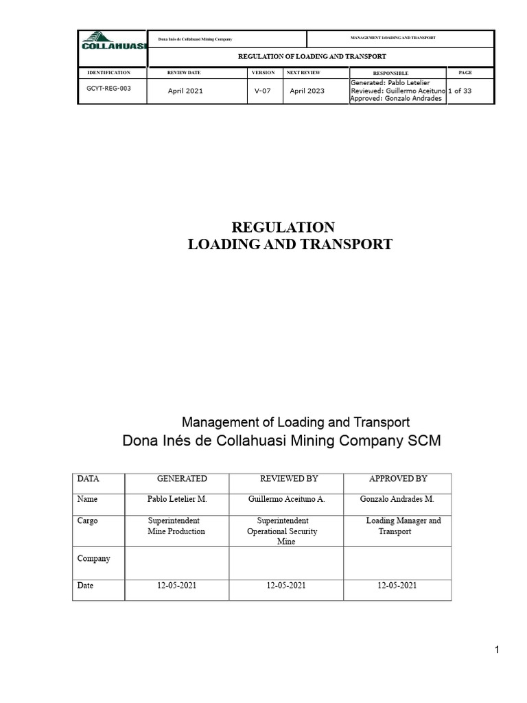 Loading and Transport Regulations Guide | PDF | Truck | Regulatory ...
