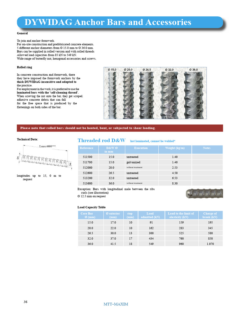 DYWIDAG Anchor Bars & Accessories Guide | PDF | Nut (Hardware) | Screw