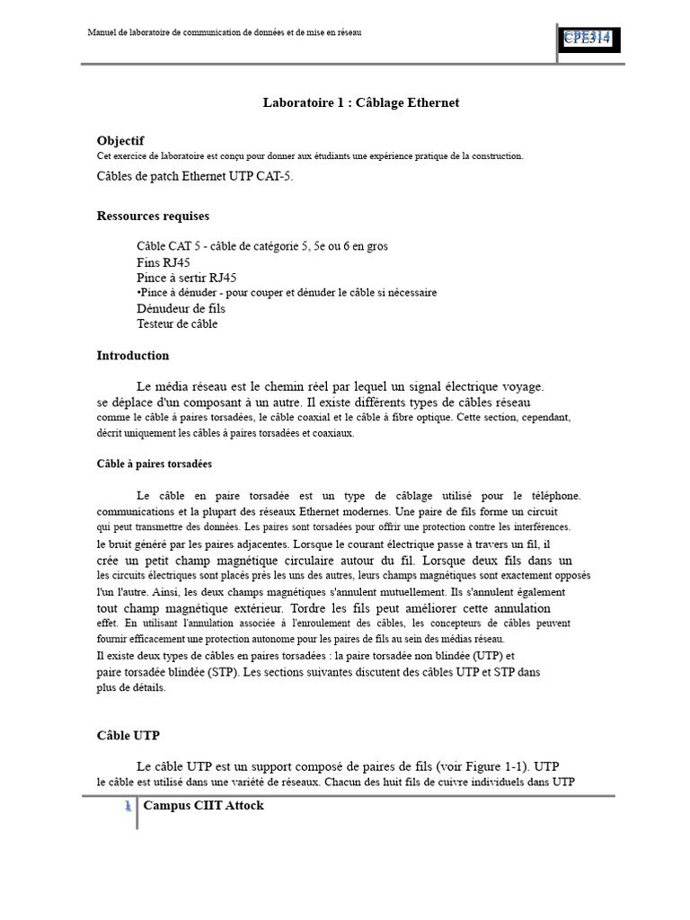 Câblage Ethernet : Guide pratique UTP et STP | PDF | Câble coaxial ...