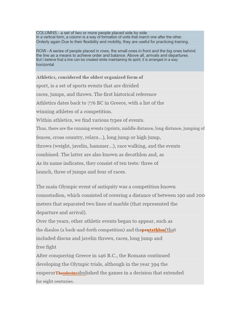Physical Education Columns | PDF | Track And Field | Marathon