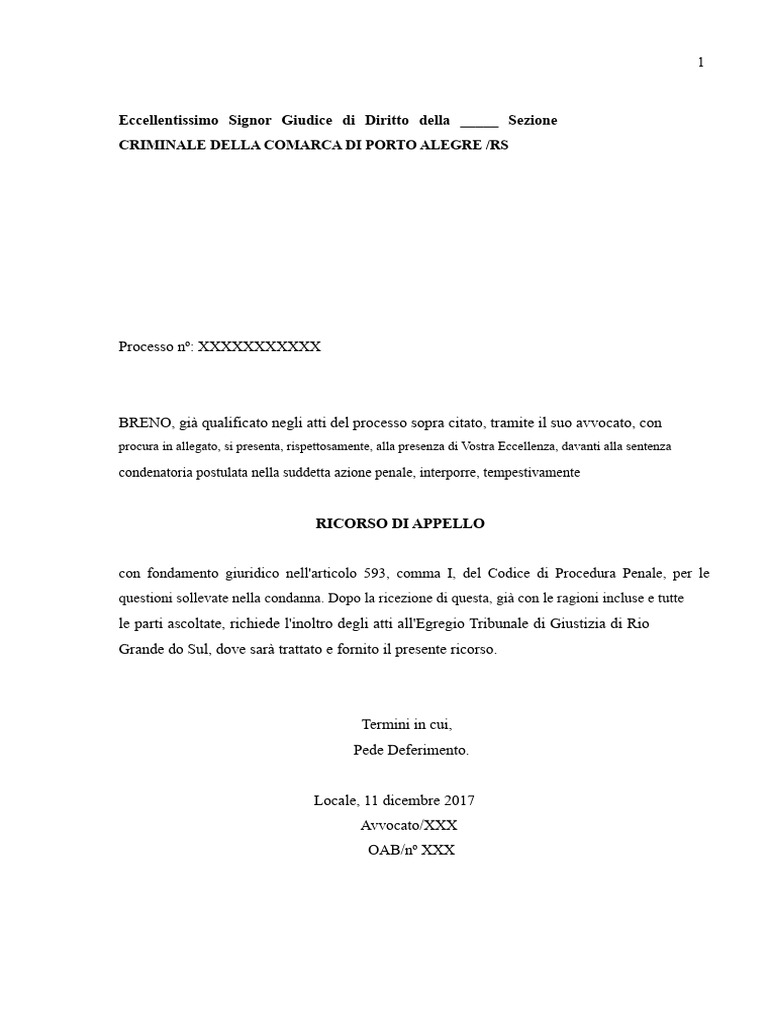 Appello - Caso Breno | PDF