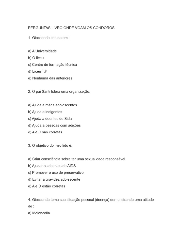 Perguntas sobre 