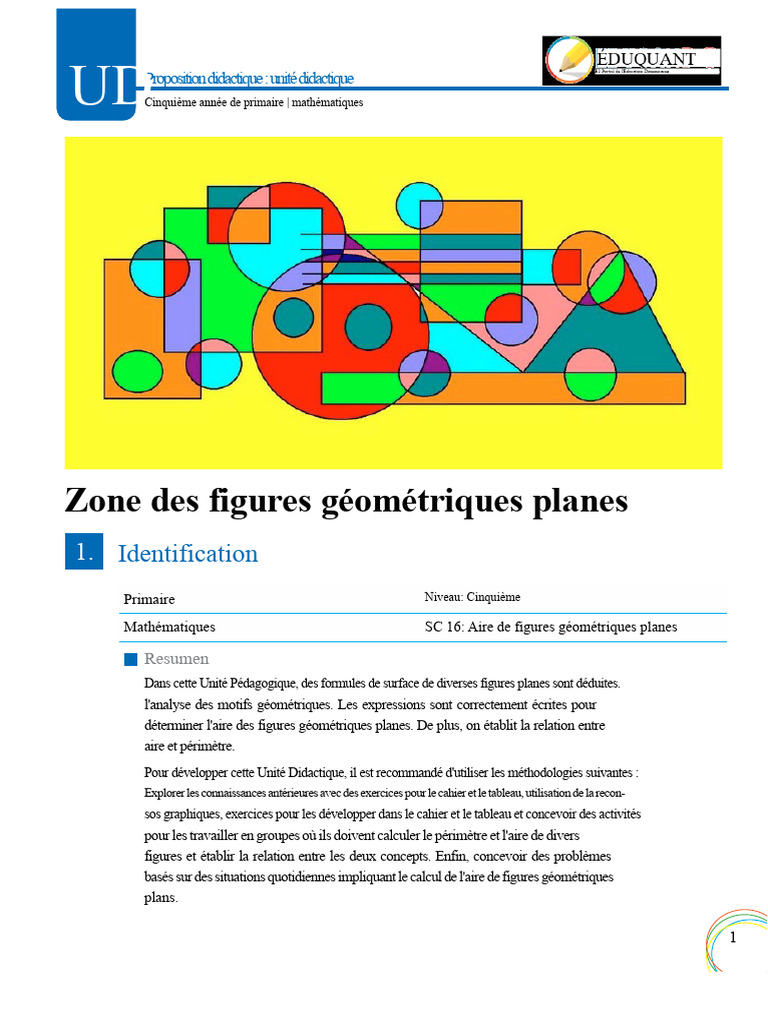 Aire des figures géométriques en 5e | PDF | Zone | Géométrie