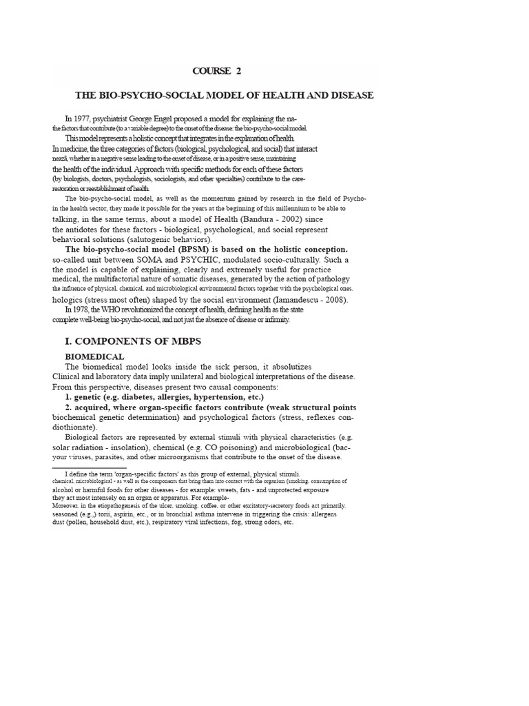 Bio-Psycho-Social Model of Health Explained | PDF | Stress (Biology ...