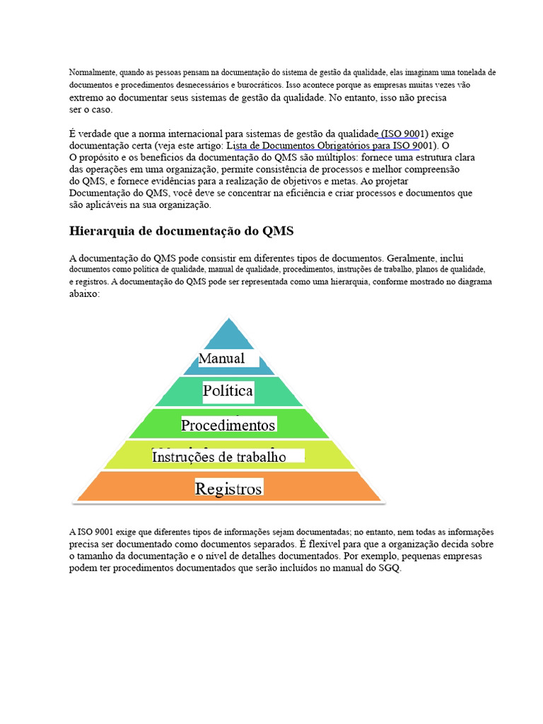 Estrutura Eficiente da Documentação QMS | PDF | Gestão de qualidade