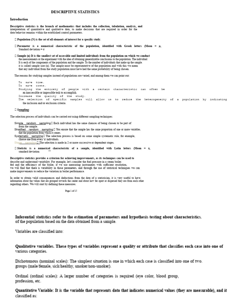 Descriptive Statistics | PDF | Level Of Measurement | Coefficient Of ...
