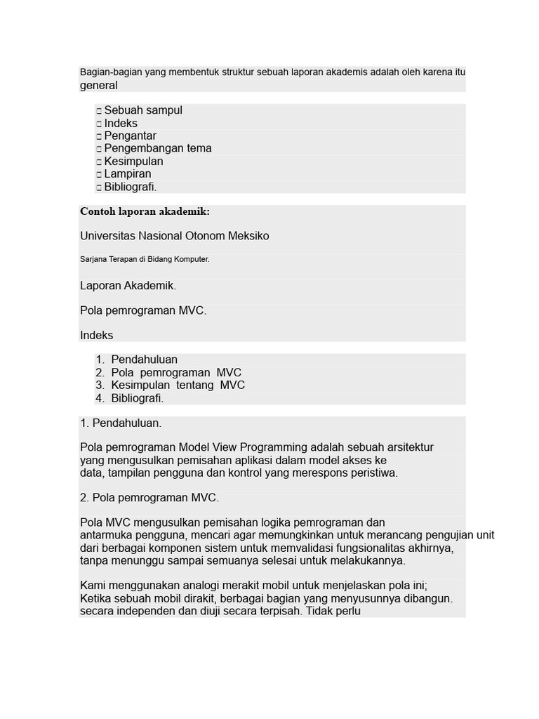 Struktur Laporan Akademis MVC | PDF