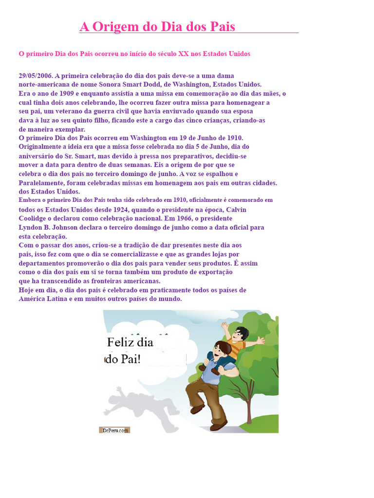A Origem Do Dia Dos Pais | PDF | Pai | Família