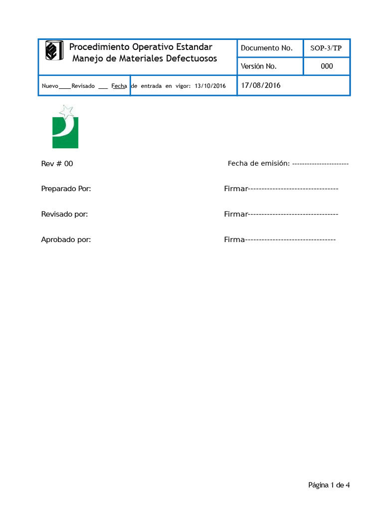 Manejo de Materiales Defectuosos SOP | PDF