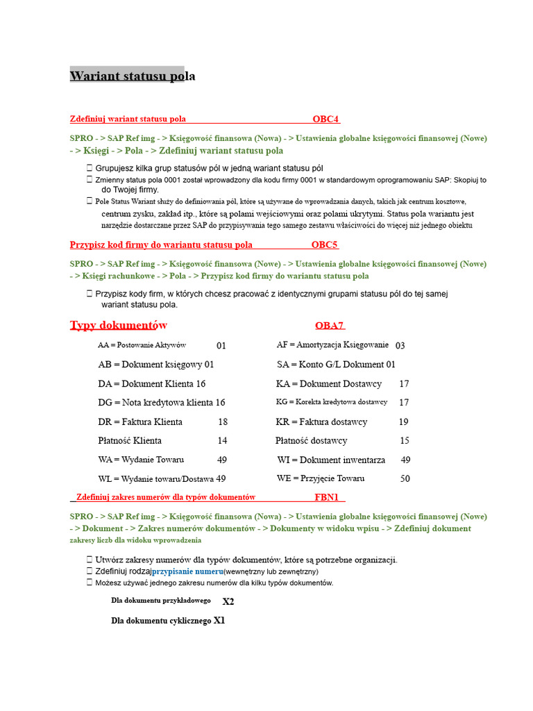 Status 4-Pól, Typy Dokumentów I Klucze Księgowe | PDF