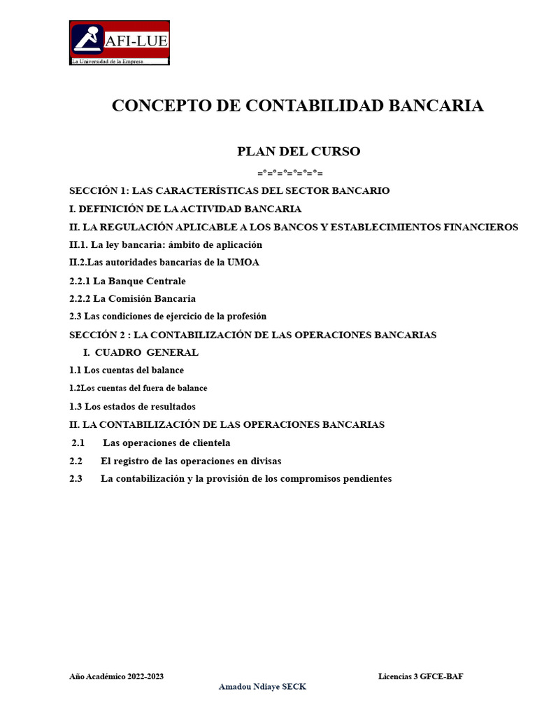 Curso de Contabilidad Bancaria L3 Afi | PDF | Bancos | Hoja de balance