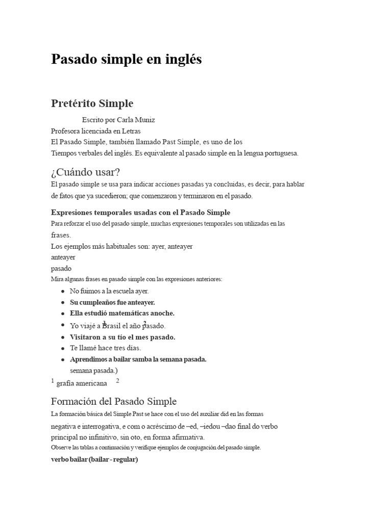 Uso y formación del pasado simple en inglés | PDF | Verbo | Semántica