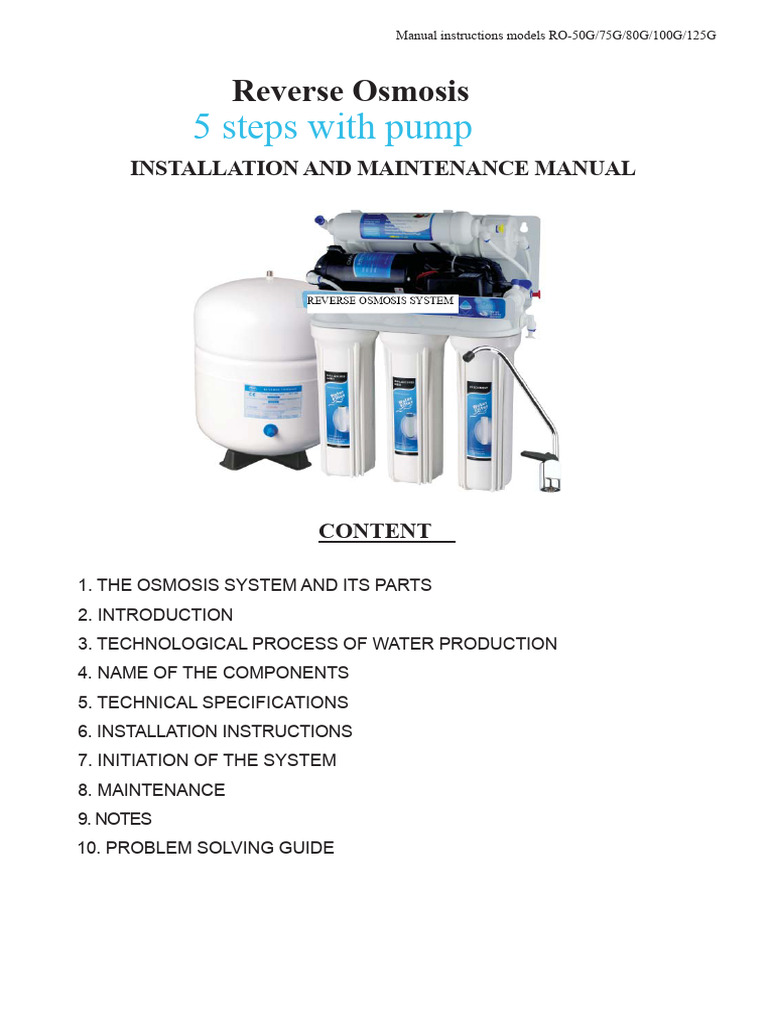 RO System Installation & Maintenance Guide | PDF | Water Purification ...