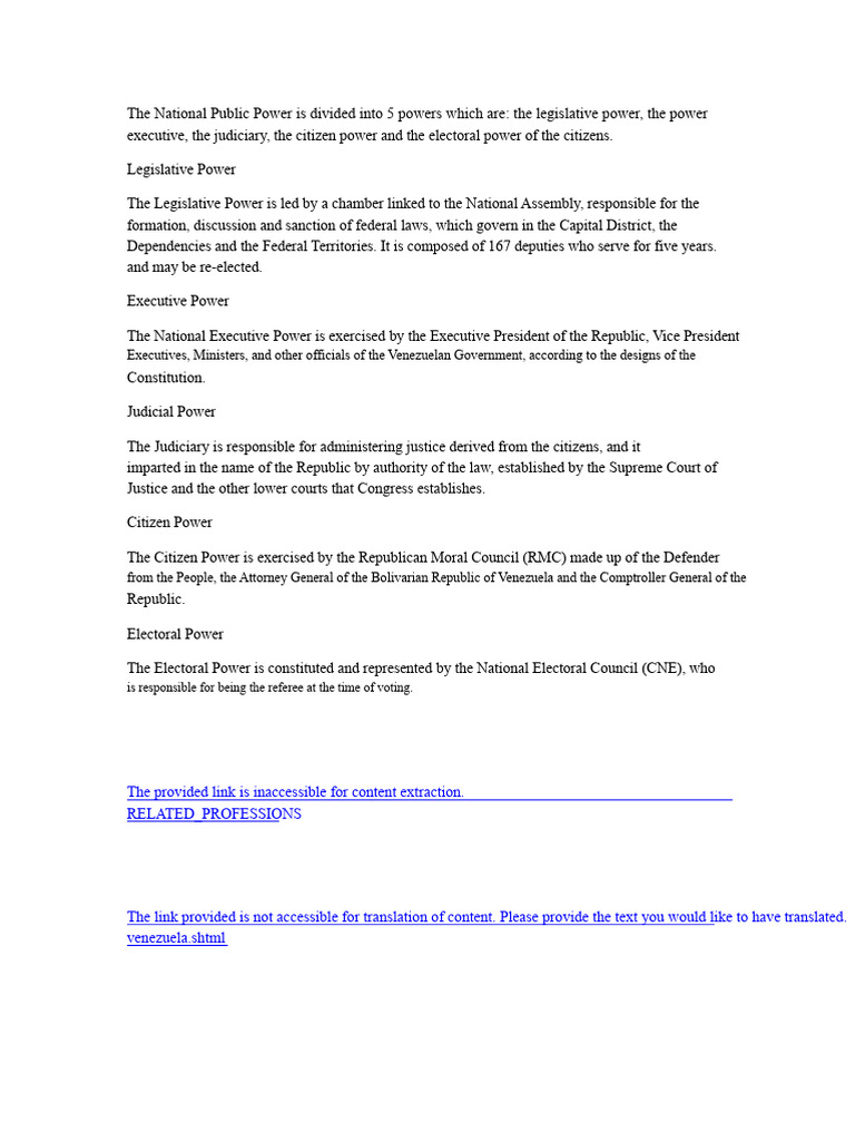 The National Public Power Is Divided Into 5 Powers Which Are | PDF