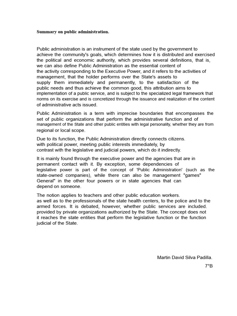 Overview of Public Administration Functions | PDF