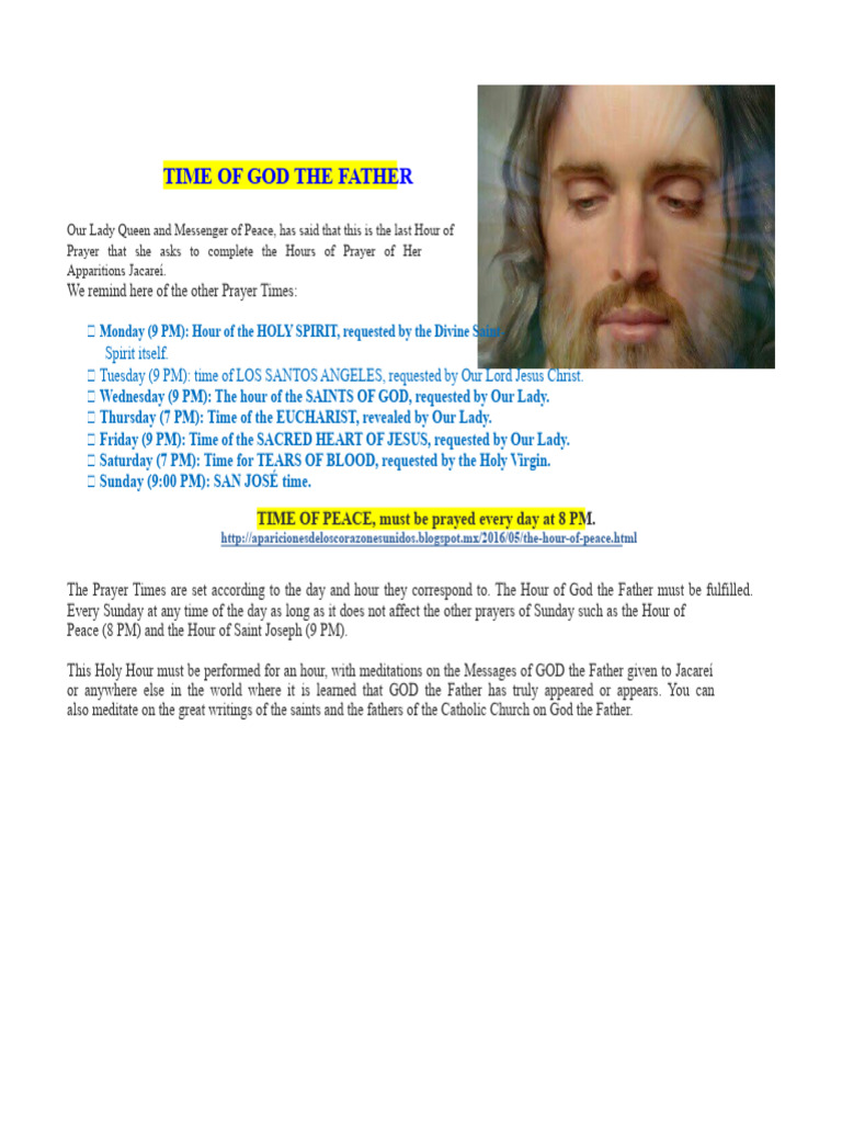Hour of God the Father Prayer Guide | PDF | Mary, Mother Of Jesus | God ...