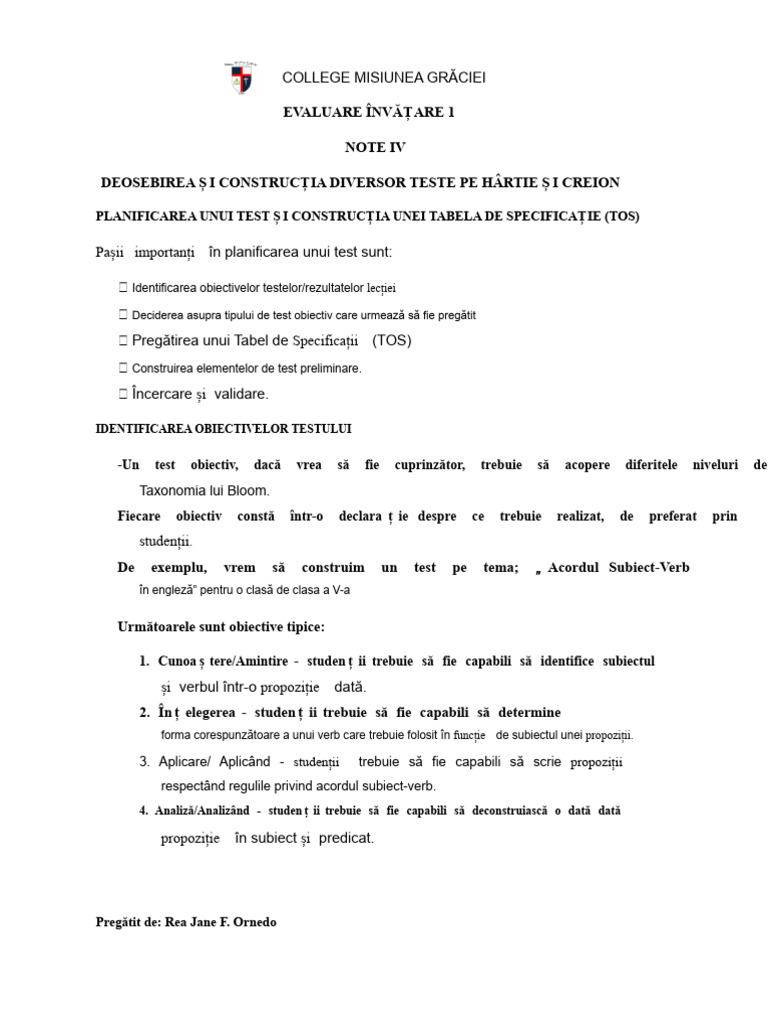 Evaluarea În Învățarea 1 - Modulul 5 | PDF