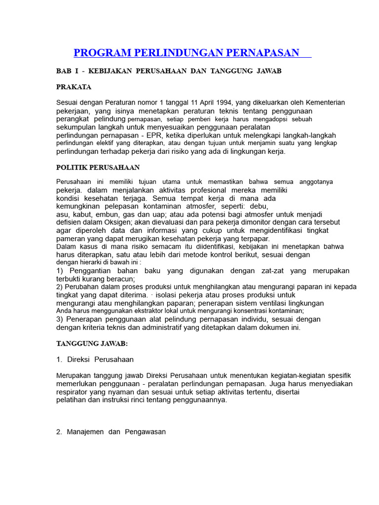 Model Program Perlindungan Pernapasan - PPR | PDF