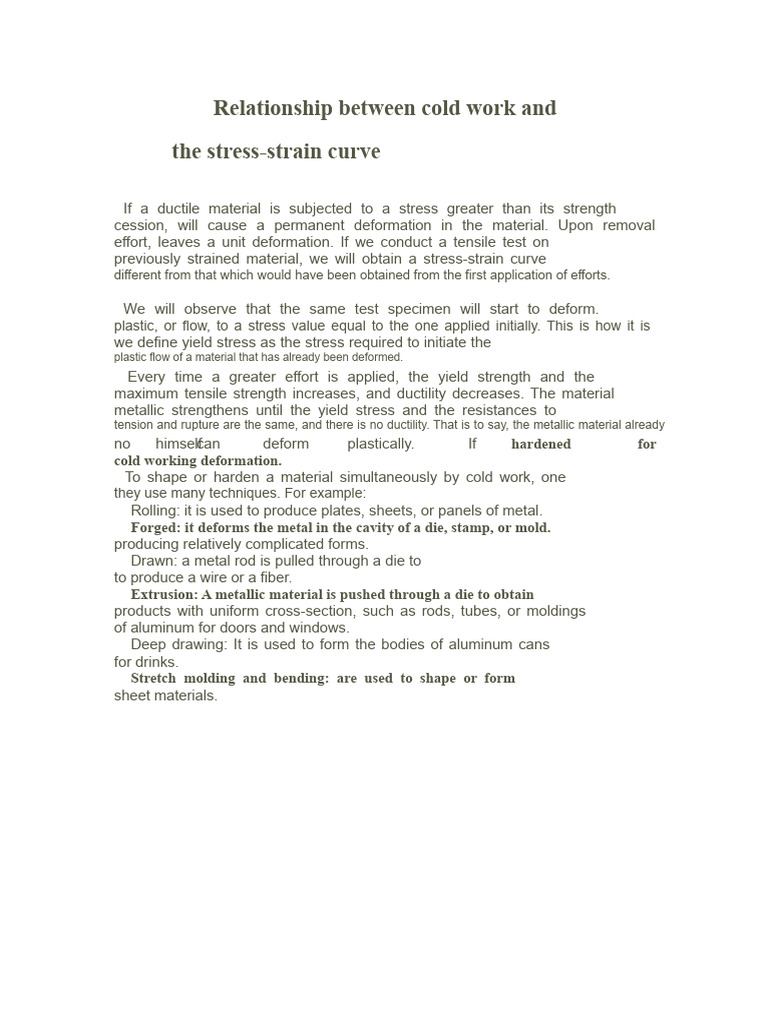 Cold Work Effects on Stress-Strain Curve | PDF | Deformation ...