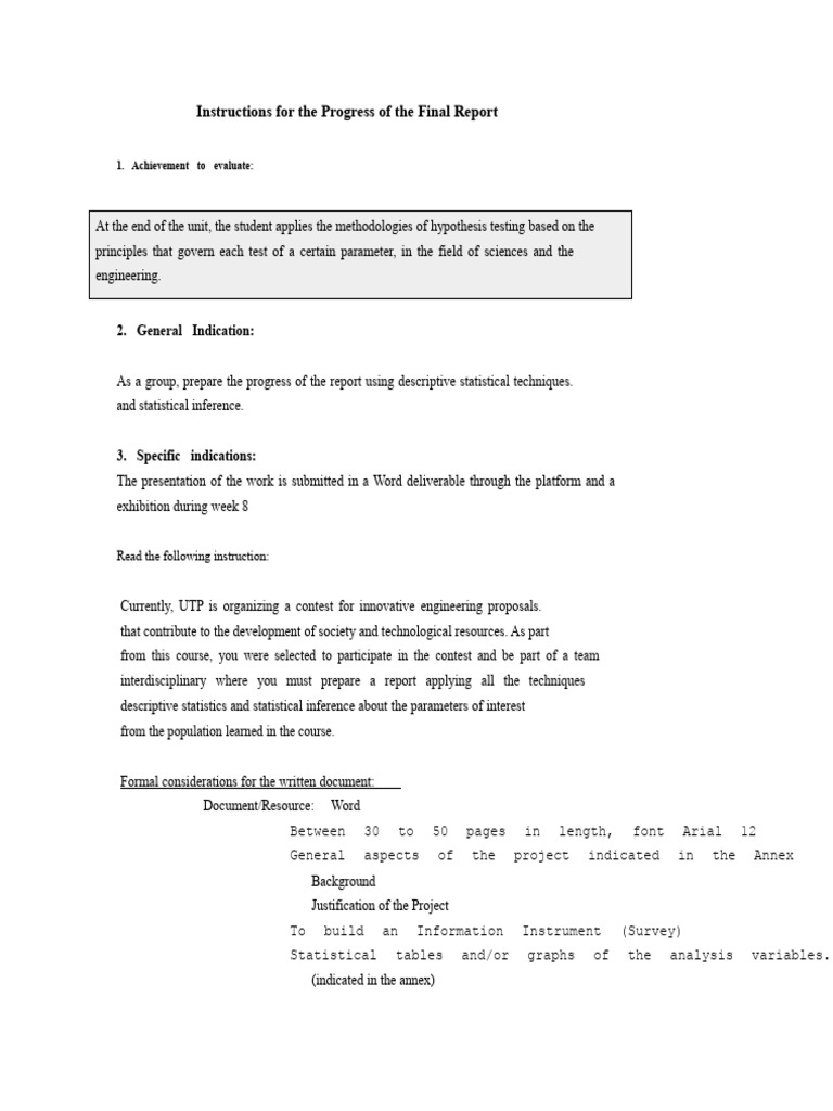 Final Report Progress Guidelines | PDF | Statistics | Variance