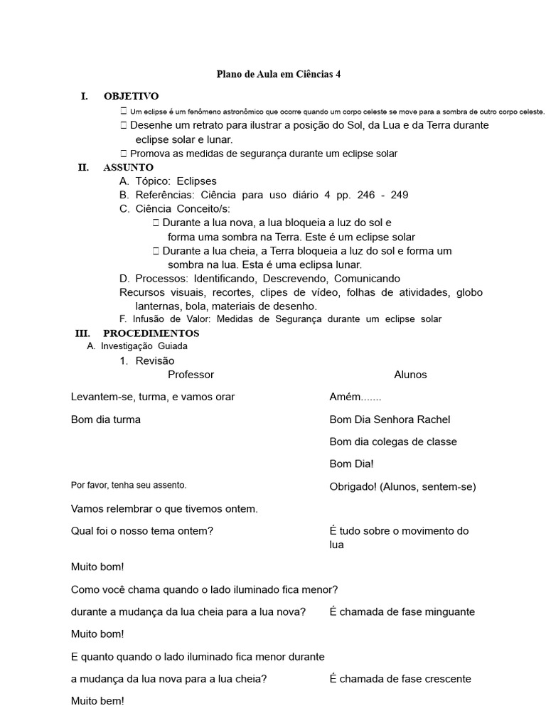 308456515-Plano de Aula em Ciências-4-Cerezo | PDF | Eclipse | Lua