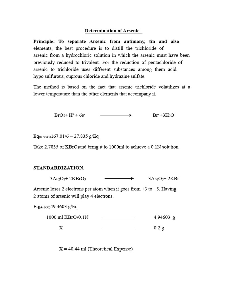 Arsenic Separation and Analysis Method | PDF | Arsenic | Acid