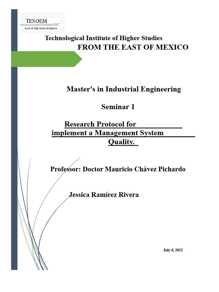 Research Protocol For The Implementation of A Quality Management System ...