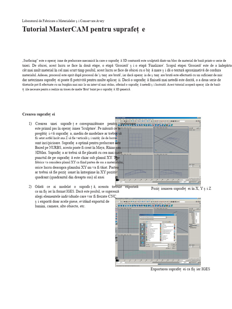 Tutorial Mastercam Modelare Suprafețe | PDF