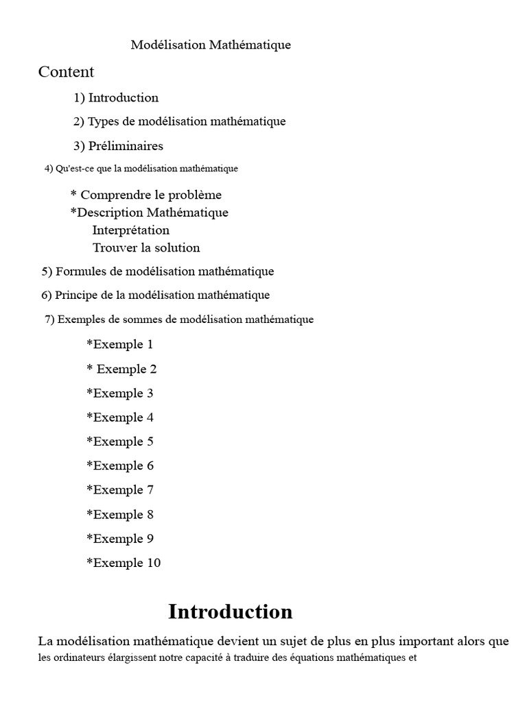 Introduction à la modélisation mathématique | PDF | Mathématiques ...