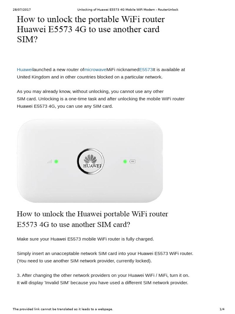 Unlocking Huawei E5573 Mobile WiFi Guide | PDF | Wi Fi | Modem