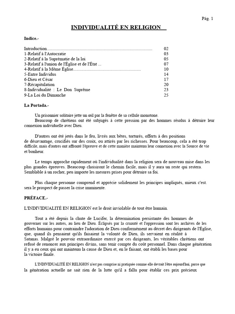 Individualité et Liberté Religieuse | PDF | Dieu | Liberté