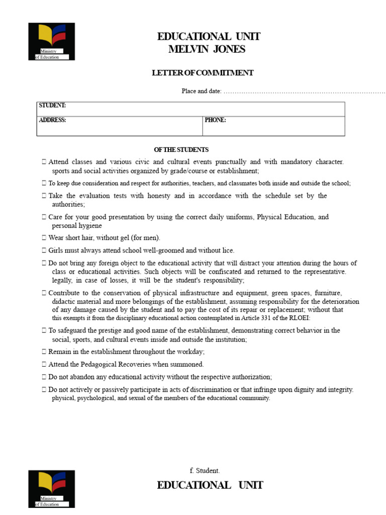 Student-Parent-Teacher Commitment Letter | PDF | Teachers