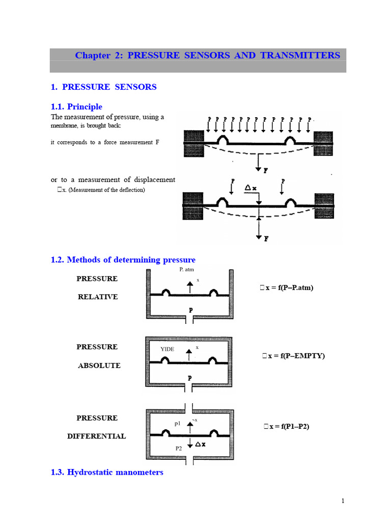 Pressure Sensors and Transmitters Overview | PDF | Pressure Measurement ...
