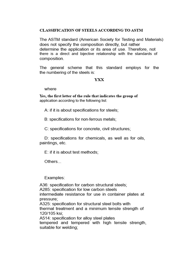 Classification of Steels According To Astm | PDF