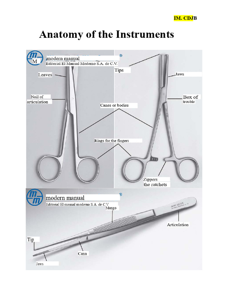 Anatomy of Surgical Instruments | PDF | Surgical Suture | Clinical Medicine