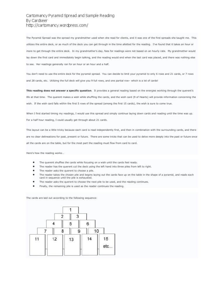 Cartomancy Pyramid Spread | PDF | Playing Cards | Marriage