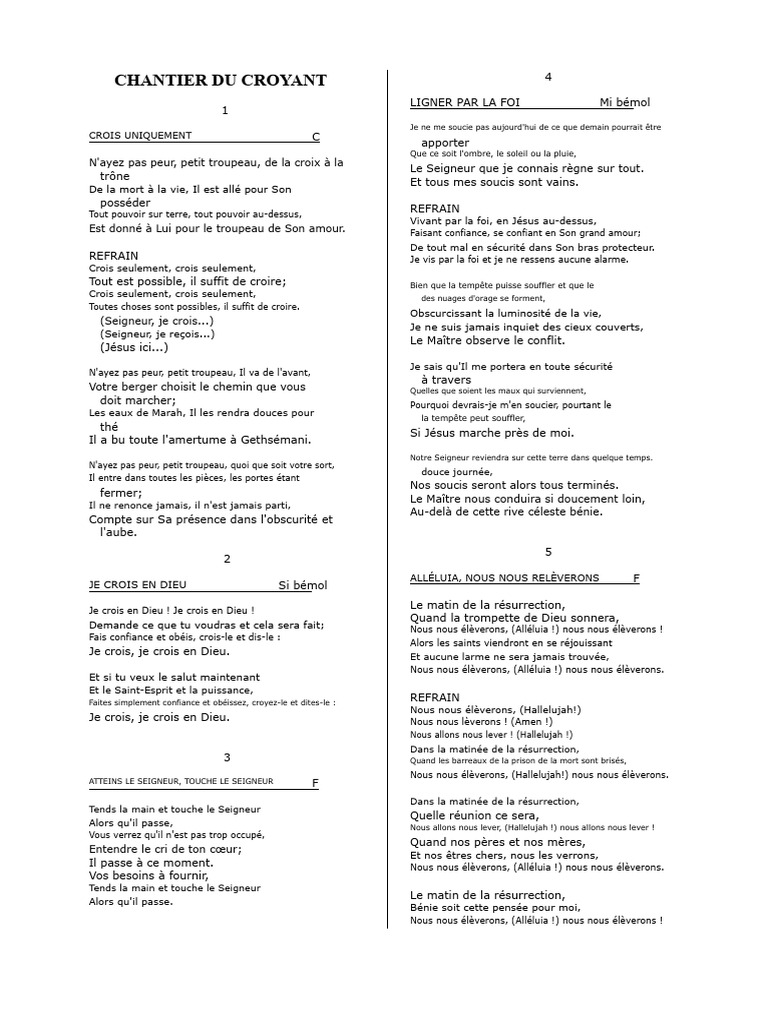 La Chanson du Croyant : Foi et Espoir | PDF | Jésus | Dieu