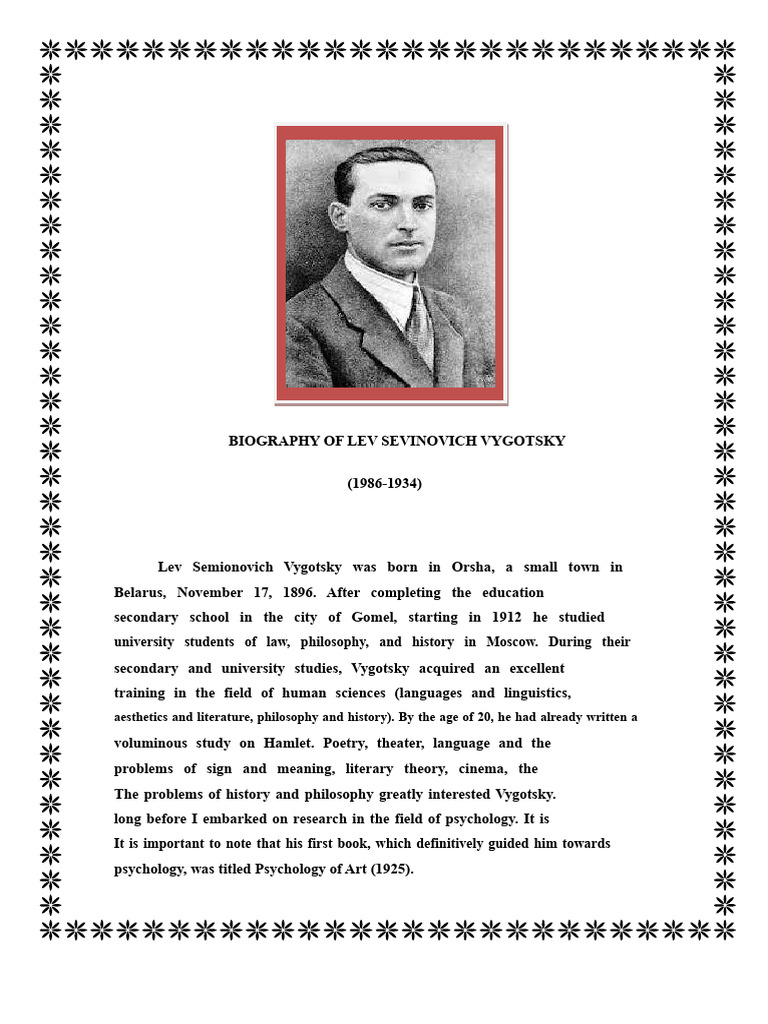 Biography of Lev Sevinovich Vygotsky | PDF | Psychology | Cognition