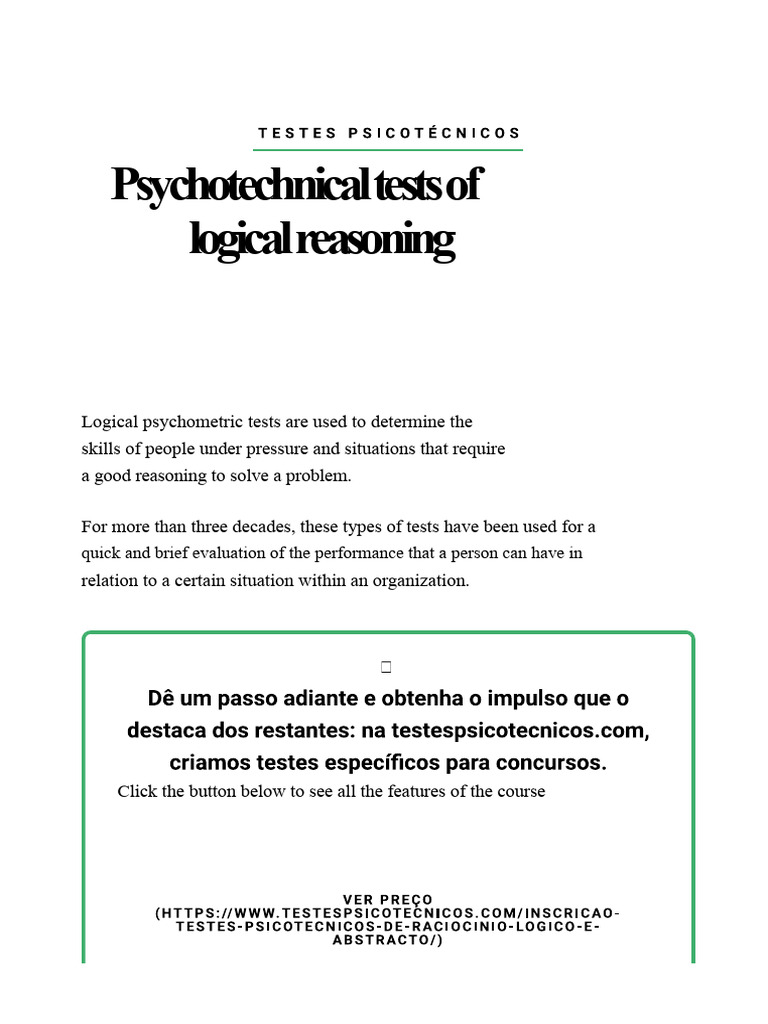 Psychotechnical Tests of Logical Reasoning in PDF 2023 | PDF ...