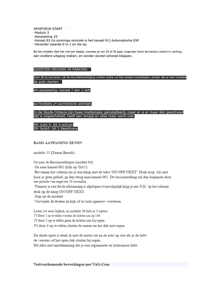 VAG COM Verschillende Coderingen 1 | PDF