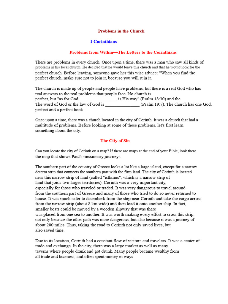 Problems in The Church | PDF | First Epistle To The Corinthians | Theology