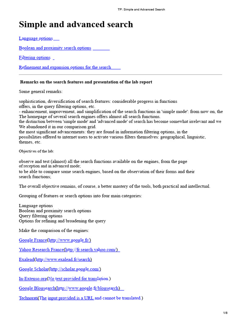 Search Functions: Simple vs. Advanced | PDF | Hyperlink | World Wide Web