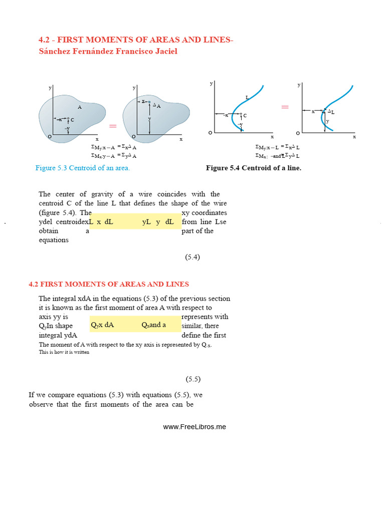 4.2 - First Moments of Areas and Lines - 5 | PDF | Area | Cartesian ...